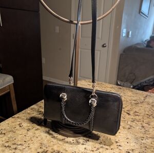 Brighton Black Leather Crossbody Wallet